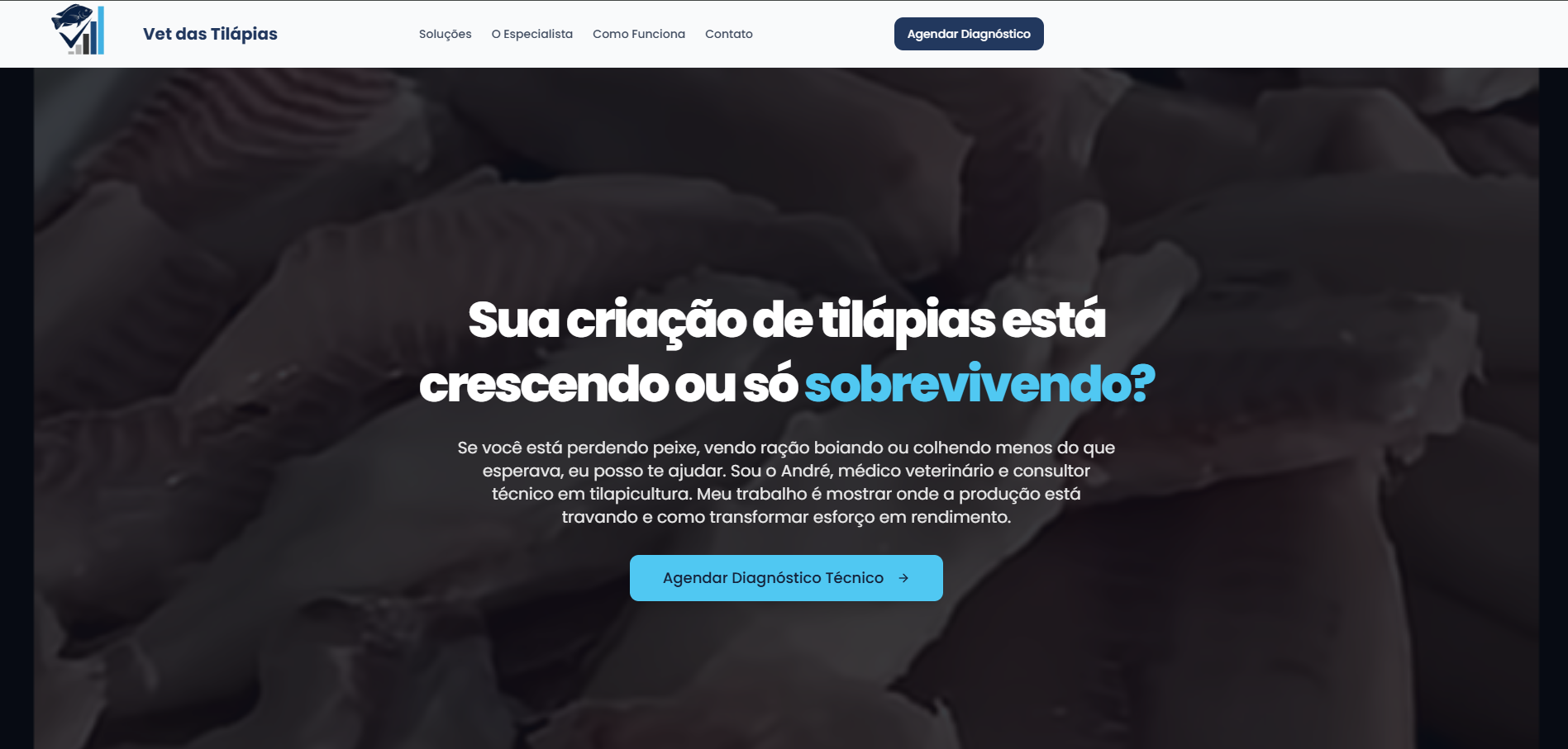 Landing Page Vet das Tilápias
